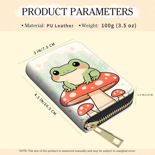 Mini Card Holder Wallet for Women, Small Zipper Credit Card Case with RFID Blocking, Compact PU Leather Accordion Card Organizer for Girls, Cute Pattern Women Wallet Purse, Kawaii Frog2
