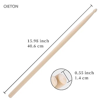 BMDT 1 Pair 5A Drum Sticks Classic Maple Wood Drumsticks Set 1 Pair Drum Wire Brushes