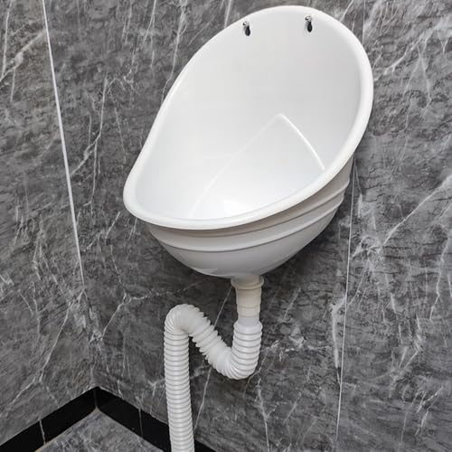 Urinal para hombres, montaje en pared, de plástico PP, sin descarga de agua, antiobstrucción y antiodor, para baño, escuela, obra o exterior (blanco) miniatura 4