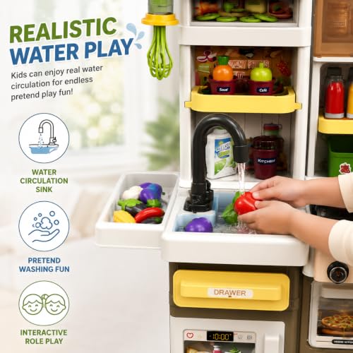 Image of Kids Kitchen Play Set with Lights & Sounds (66pcs)