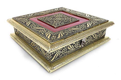 Image of RIOMAX Wooden Rajwadi Meva Oxidized Decorative Empty Dry Fruit Box /Gift Box (4 Section Box)