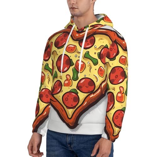 Men's Fleece Pullover Hoodie Long Sleeve Hooded I Love Pizza Heart Sweatshirt Casual Shirts With Pockets3
