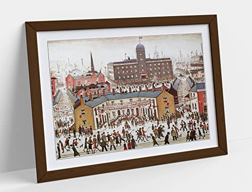 Image of Ve Day Victory In Europe Ls Lowry Style Framed Wall Art Print Picture - A3 - Walnut Frame