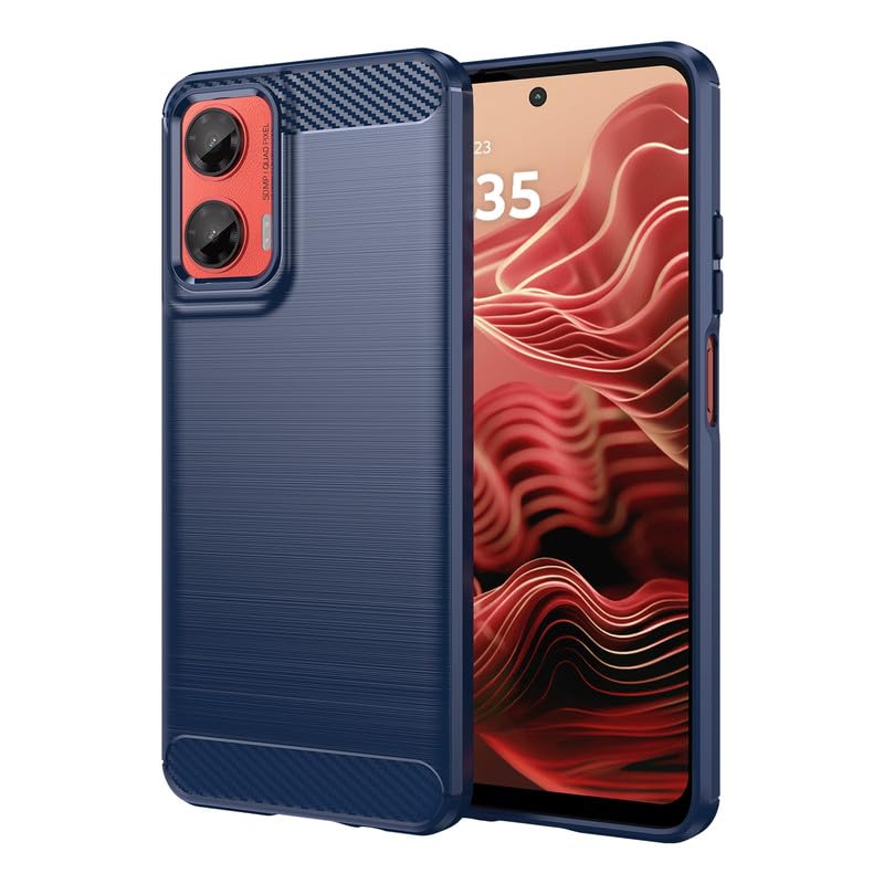 Image of NPRC Hybrid Ultra Slim Protective Case TPU Non-Slip Carbon Fiber Texture Shockproof Case Cover for Moto G35 - Blue