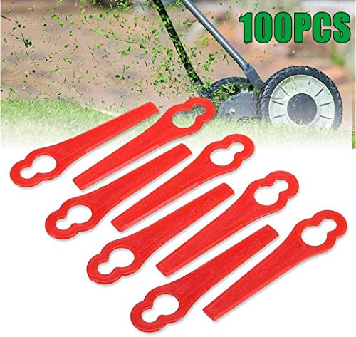 HIQE-FL Lame in Plastica per Tosaerba,Lame Ricambio Tagliabordi,Lame Tagliaerba Plastica,Lame di Ricambio per Decespugliatore,Lame di Ricambio in Plastica,Lame per Tagliaerba（100pcs）