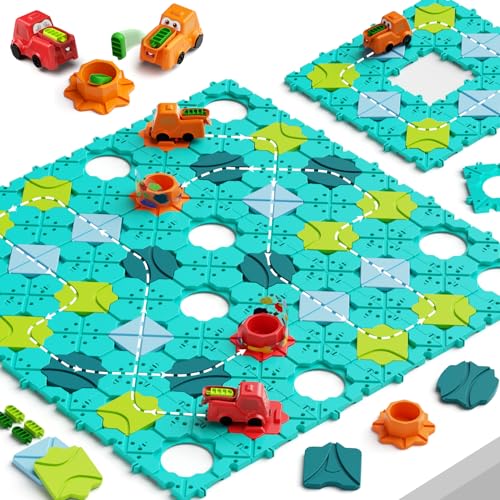 burgkidz Juego de Mesa de Tablero Infantiles, Lógica Puzzles y Rompecabezas de Coches Automáticos para Amigos y Familia, Juguetes de Regalo para Niños y niñas de 4 a 8 años, 180 Desafios