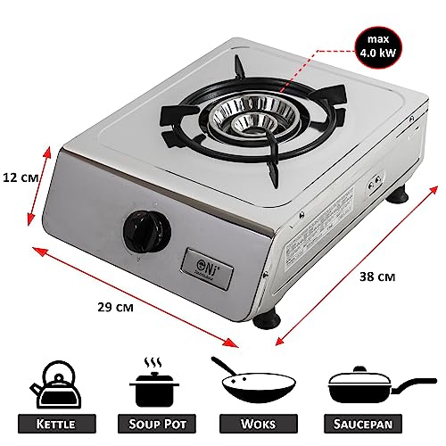 NJ-100 Stufa a gas da campeggio Singolo bruciatore Portatile portatile in acciaio inossidabile GPL 4.0kW - immagine 3