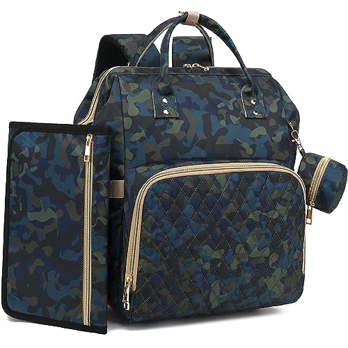 Image of ROSEGIN Diaper Bag Backpack with Changing Pad, Pacifier Case, Baby Bag for Boy Girl Toddler - Large, Stylish, Waterproof Travel Diaper Bag for Mom Dad - Baby Shower Registry - Camo