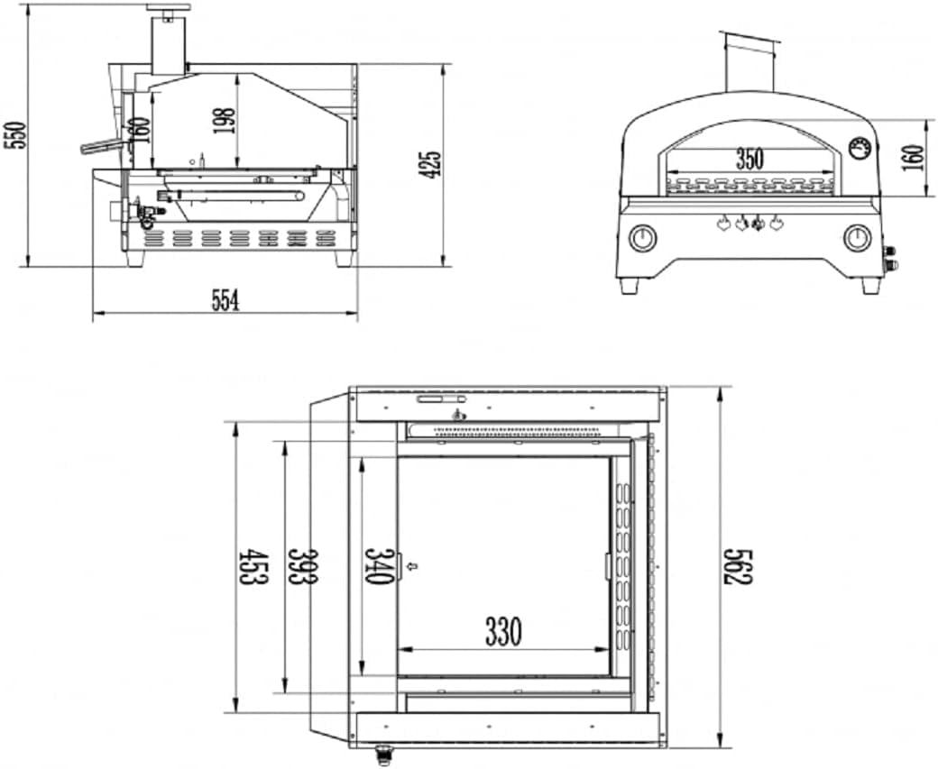 Forno per Pizza a Gas Speedy500 Acciaio Inox Doppio Bruciatore 500°C Pietra Refrattaria
