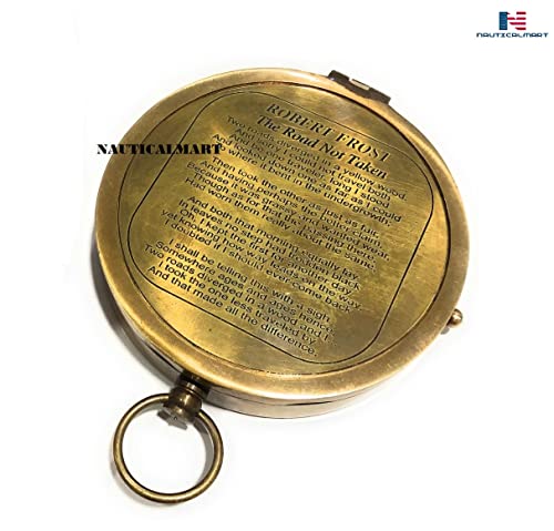 Brújula Vintage NauticalMart con Poema Robert Frost miniatura 4
