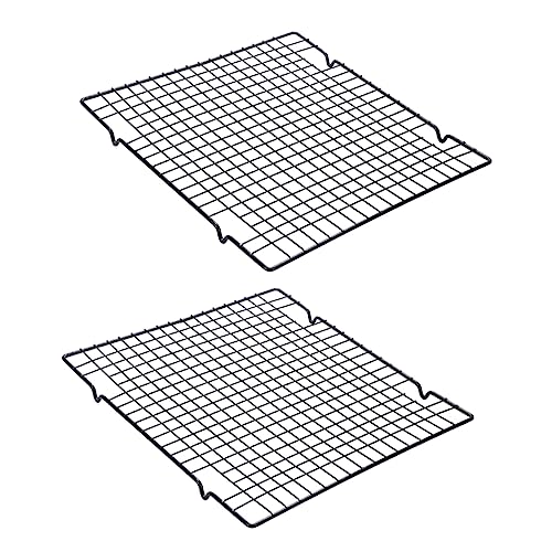 HAKIDZEL 2pcs Cake Cooling Rack Baking Rack for Biscuits Bread Kitchen Tool for Drying Desserts Sturdy Wire Design Silver Finish