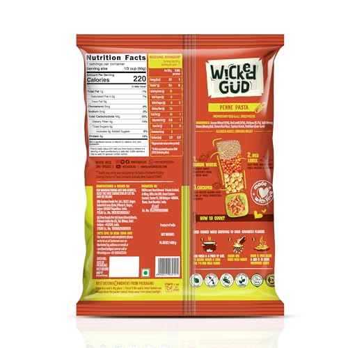 Image of WickedGud Penne Pasta Semolina Wheat 400gm (Pack of 2)