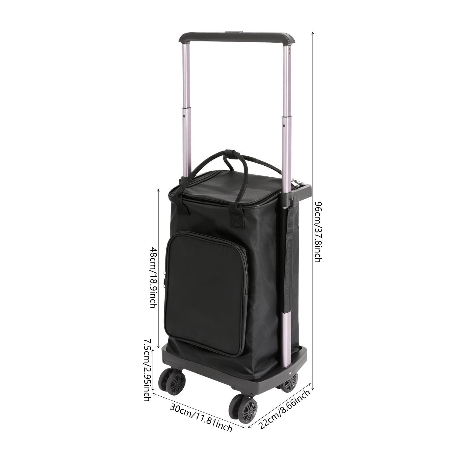Wózek na zakupy 40 l z 4 kółkami, aluminiowy wózek 3 w 1, do 30 kg