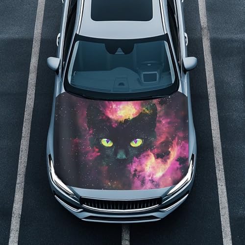 Image of Car Hood Cover Black Cat Print Car Hood Protector Car Hood Flag Waterproof Automotive Decorative Accessories for Most SUVs Sedans Trucks Pickups Jeeps