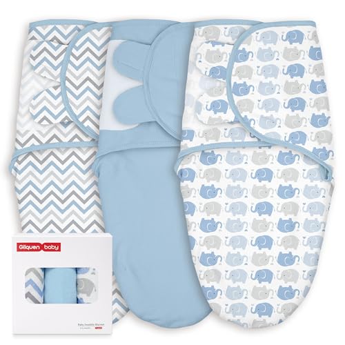 Image of GLLQUEN BABY Swaddles for Newborns 3-6 Months, Adjustable & Easy Fastener | 3-Pack, Baby Boy Swaddles Organic Cotton Womb-Like Nursery Swaddling Blanket reduces startle reflex, Soft & Skin-Friendly