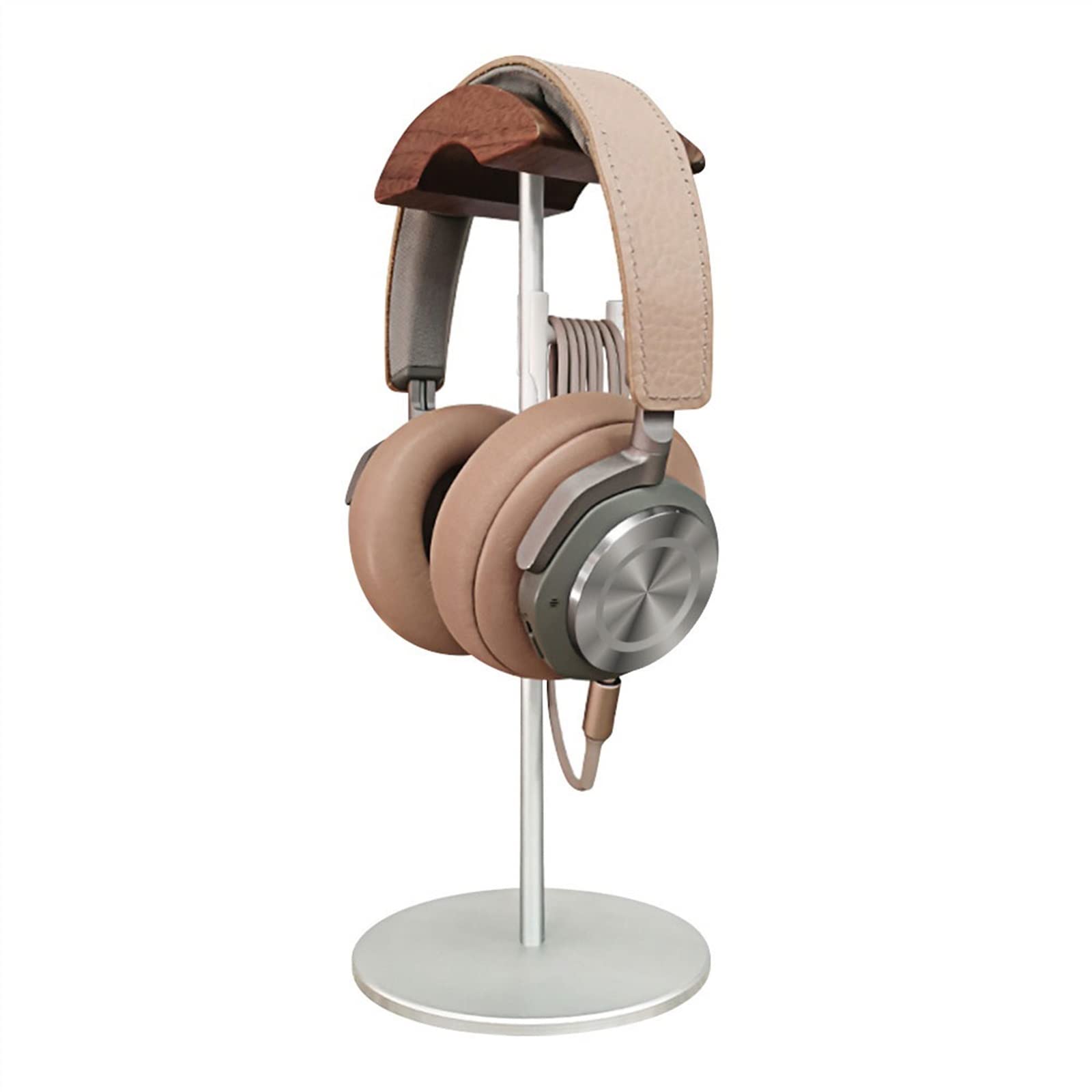 Supporto per cuffie Supporto for cuffie in legno di noce e alluminio, supporto for da gioco in naturale con base solida pesante for display tavolo(Silver)