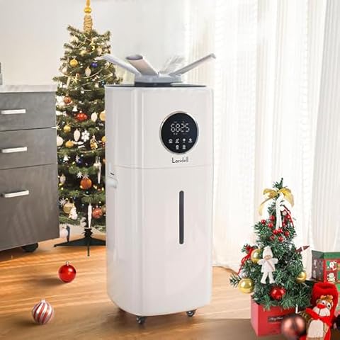 LACIDOLL Humidifiers for Large Room Whole House Humidifier for Home 2000 sq.ft, 5.5Gal Cool Mist Top Fill Humidifier Floor Humidifier 21L 2000ML/H Dual 360° Nozzles 3 Speed Cover