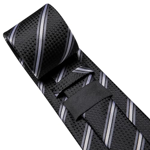 Image of Dubulle Mens Paisley Floral Silk Tie for Men Striped Necktie and Pocket Square Cufflinks Set Wedding Business