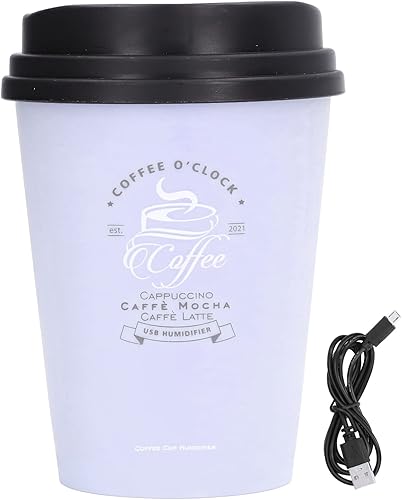 Humidificadores para dormitorio, humidificadores de niebla fría de 10.1 fl oz, mini humidificador portátil, mini humidificador USB de taza de café
