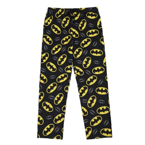 Mens Adult Batman Black Sleep Pants - Gotham Knight Comfort for Superhero Fans- Large