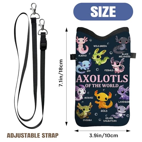 Image of Cell Phone Sleeve Pouch with Adjustable Strap - Axolotl Gifts