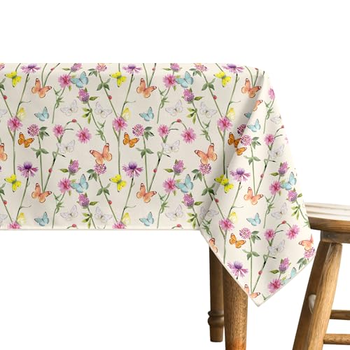 Tovaglia Antimacchia No Stiro Idrorepellente Resistente alle Macchie Certificata Oeko Tex Copritavolo Proteggi Tavola Fantasie Estiva Estate - Farfalle - 140x230Cm
