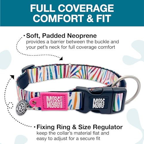 Max & Molly Urban Pets Hundehalsband aus weichem, gepolstertem Neopren, mit Smart ID Gotcha! QR Haustier-Sicherheitsmarke, langlebig, wasserdicht, geruchlos, maschinenwaschbar, Halsband für Hunde,