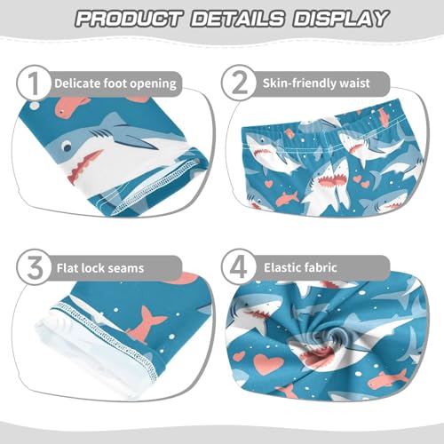 Cute Sharks Girls' Leggings Toddler Doodles Hearts Kids Yoga Pants Dance Active Tights 4T3