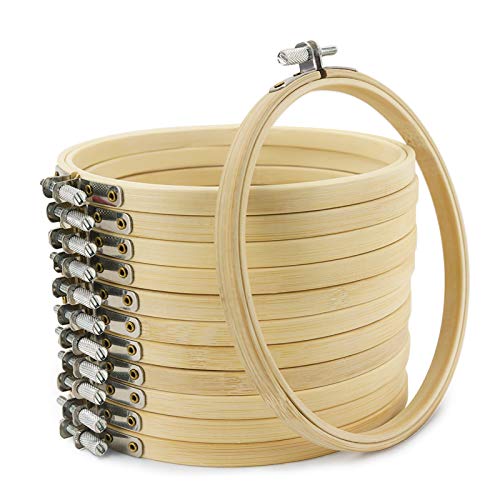 Similane 12 Pieces 6 Inch Embroidery Hoops Bamboo Circle Cross Stitch Hoop Ring for Embroidery and Cross Stitch