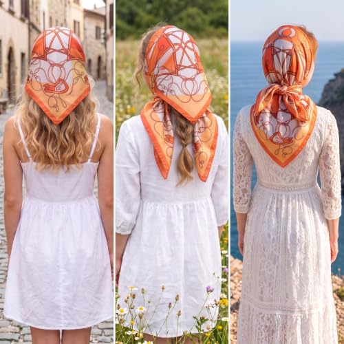 Image of Ravaiyaa - Attitude is everything Women Printed Silk Bandana 21 x 21 Inch Square Headband & Hair Wrap, Soft & Versatile | Fashion Neck Wrap