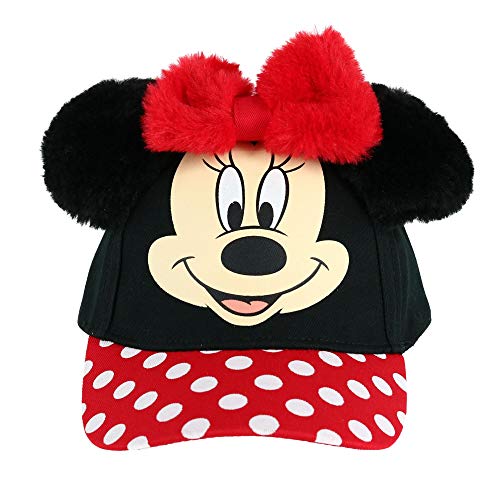 Jerry Leigh Disney Toddler Minnie Mouse Big Face Baseball Cap with 3D Plush Black