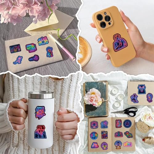 Image of K-pop Party Favors Stickers - 50 Neon Effect Unique Vinyl Stickers for Fans, Laptops, and Journals,Skateboard Bike Bumper Car Guitar Water Bottle Luggage