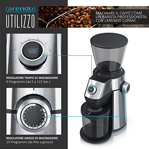 Arendo - Macinacaffè elettrico in acciaio inox