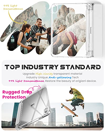 INFILAND iPad 第11世代 A16 ケース 11インチ 2025 / iPad 第10世代 ケース 2022 10.9インチ 第1世代Pencil吸着対応 裏全透明カバー 超軽量 薄型 ペンホルダー付き 傷つけ防止 キズ防止 オートスリープ機能（シルバー）