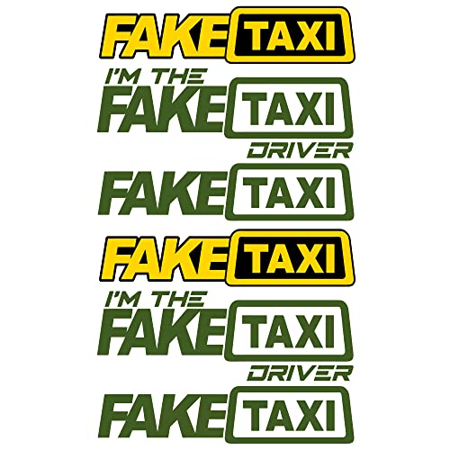 Confezione Adesivi Faketaxi Fake Taxi e I'm The Fake Taxi Driver 6 Pezzi per Auto o Moto (Verde Militare)