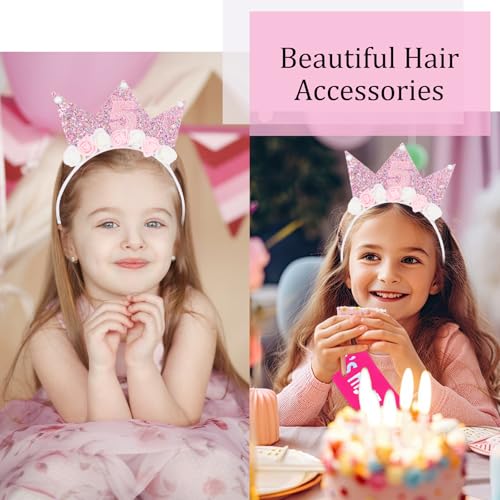 Casoty 5th Birthday Sash and Crown Set, 5th Birthday Decorations, 5th Birthday Tiara, Princess Birthday Party Decorations3