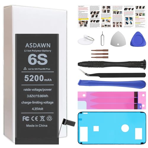 5200mAh Battery for iPhone 6s (Not for 6/6 Plus/6s Plus), Upgraded Higher Capacity iPhone 6s Battery Replacement for A1633 A1688 A1691 A1700
