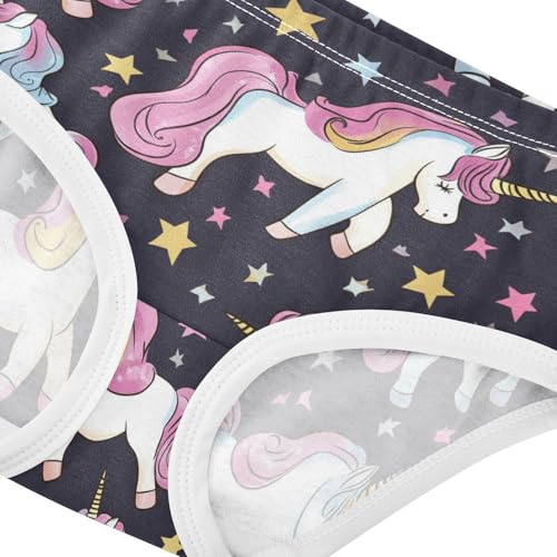 Wusikd Cute Unicorns Girls' Underwear Cotton Stars Girls Briefs Soft Toddler Underwear 2T4
