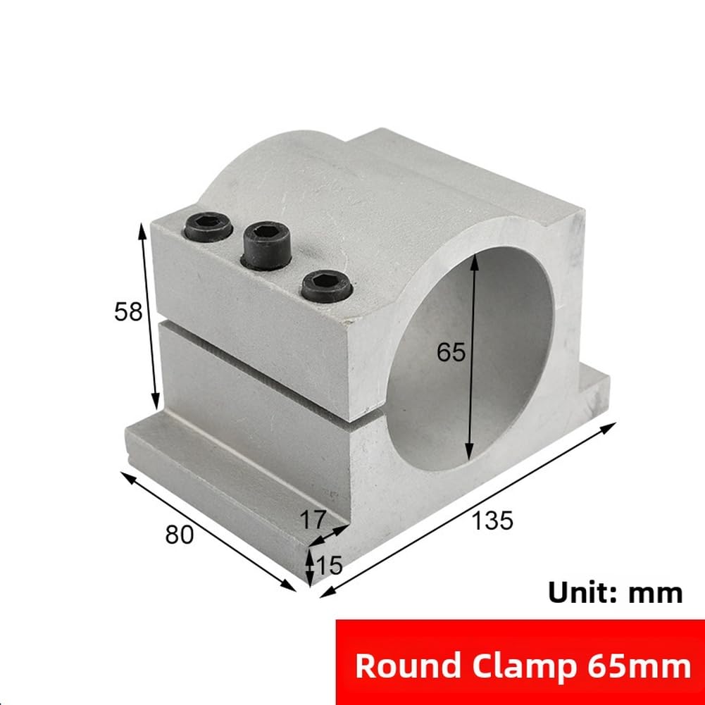 Base fissa in alluminio pressofuso per montaggio motore mandrino, anodizzata per staffa di fissaggio CNC con finitura sabbiata, argento 65 mm