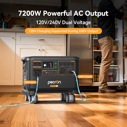 Image of PECRON F5000LFP Power Station with 500W Solar Panel, 5120Wh Solar Generator with 7200W AC Output, 120V /240V Dual Voltage, Expandable to 35.8kWh, LiFePO4 Battery for Emergency, Home Use