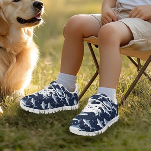 Ocean Shark Sneakers for Little Kids Cartoon Single Buckle Boys Low Top Athletic Running Shoes Girls Breathable Mesh Sneaker3