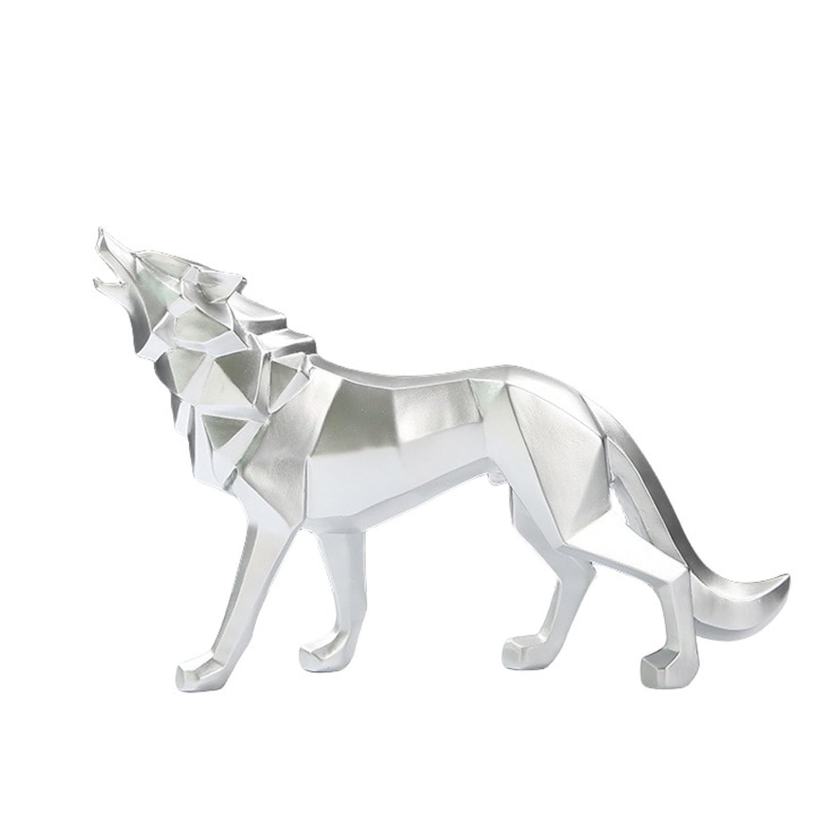 Zyqixluk Resin Wolf Statue Sculpture Abstract Sculptures Home Decor Animal Statues Modern Geometric Home Decor Figurine Table Centerpieces Ornaments For Living Room Cabinets Desk Decor,Silver