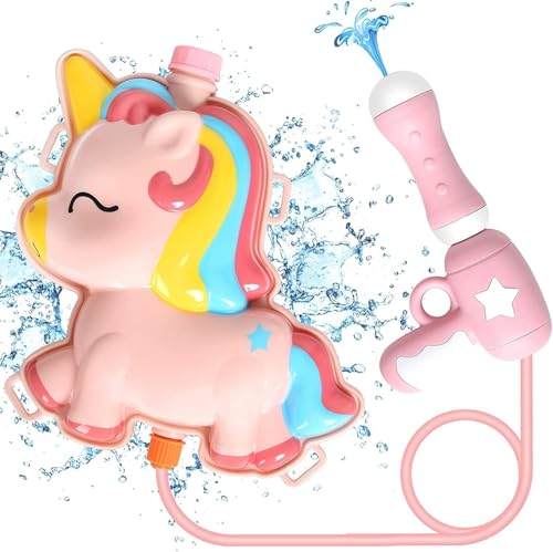 Image of Holi Pichkari Water Gun for Kids High Pressure Unicorn Backpack Tank with Holi - Boys and Girls(Pink)