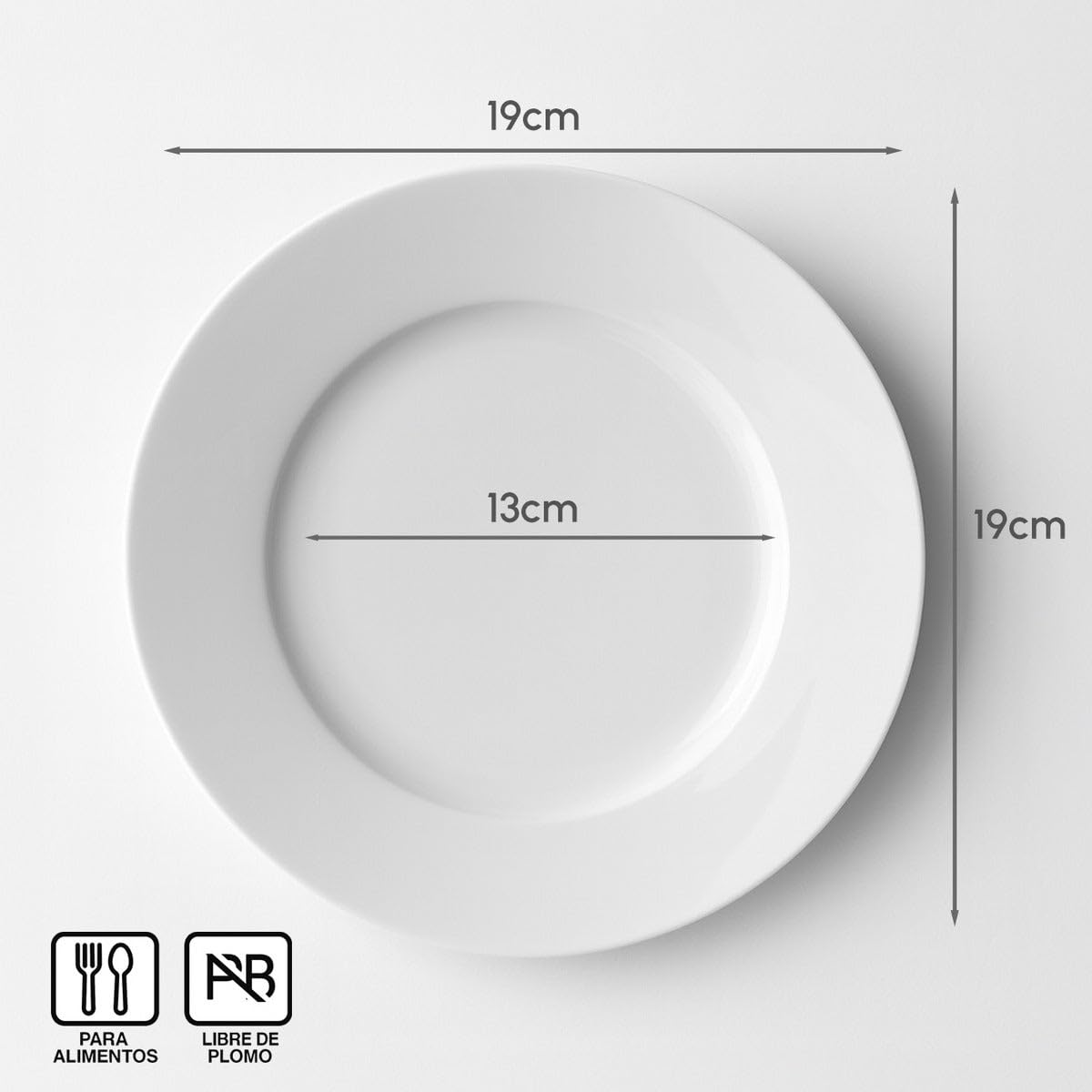 UNIMASA - Juego de 12 platos de postre redondos blancos de porcelana de 19 cm. Configura tu vajilla completa moderna para 12 personas a tu gusto