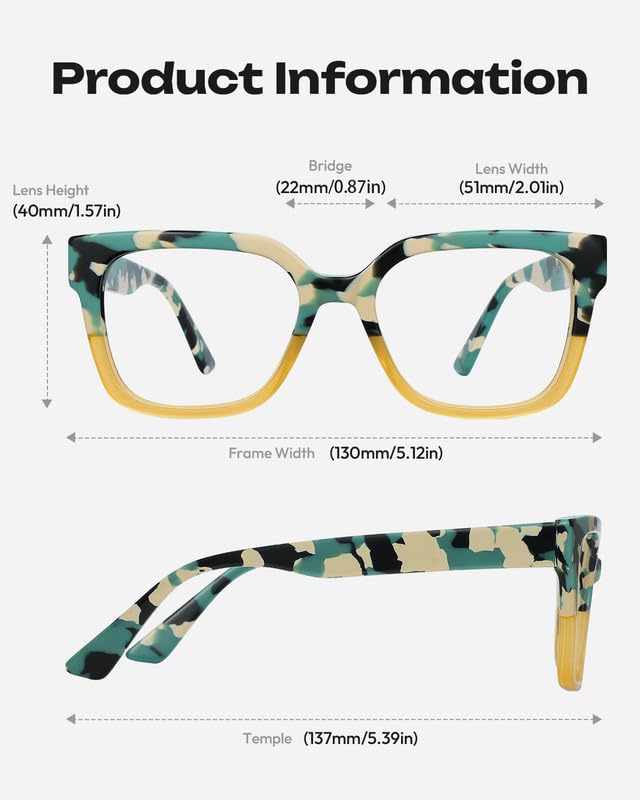 Image of Blue Light Glasses - 98%+UV400 Filter,Acetate Preppy Rectangle Frame for Work /Gaming