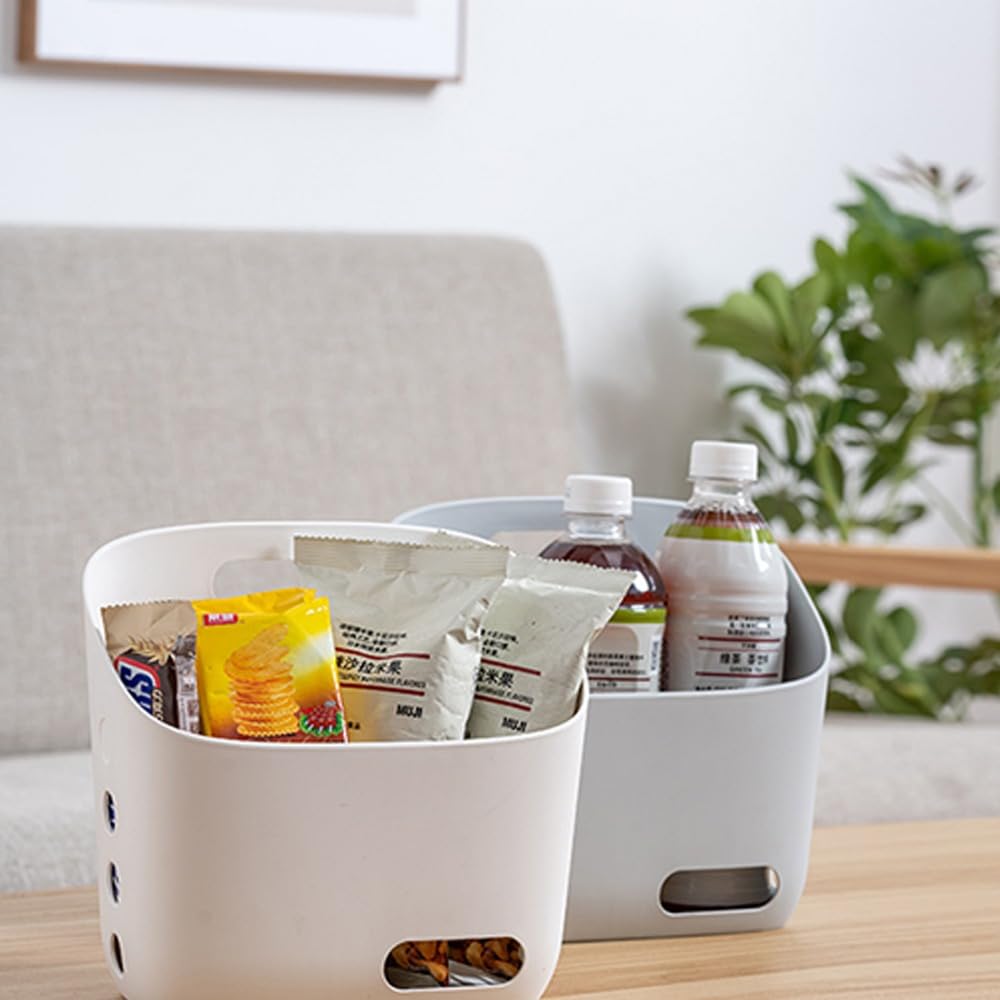 Kleine Plastic Hangmand, Muur Opknoping Keuken Opbergmand, Ruimtebesparende Stapelbare Hangende Kleine Mand, Hangende Emmers voor Plantenbakken voor Badkamer Keuken Slaapzaal (Wit groot formaat 55210