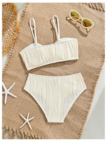 Girl's 2 Piece Textured Starfish Swimsuit Spaghetti Strap Padded Bathing Suit Bikini Sets2