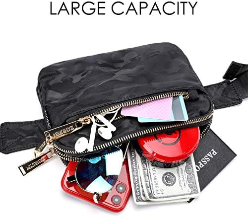 ZORFIN Fanny Packs for Women Men, Fashion Waist Pack Belt Bag with Adjustable Strap for Outdoors Workout Traveling Casual Running Hiking Cycling (Camo Black) 4 ZORFIN Fanny Packs for Women Men, Fashion Waist Pack Belt Bag with Adjustable Strap for Outdoors Workout Traveling Casual Running Hiking Cycling (Camo Black)