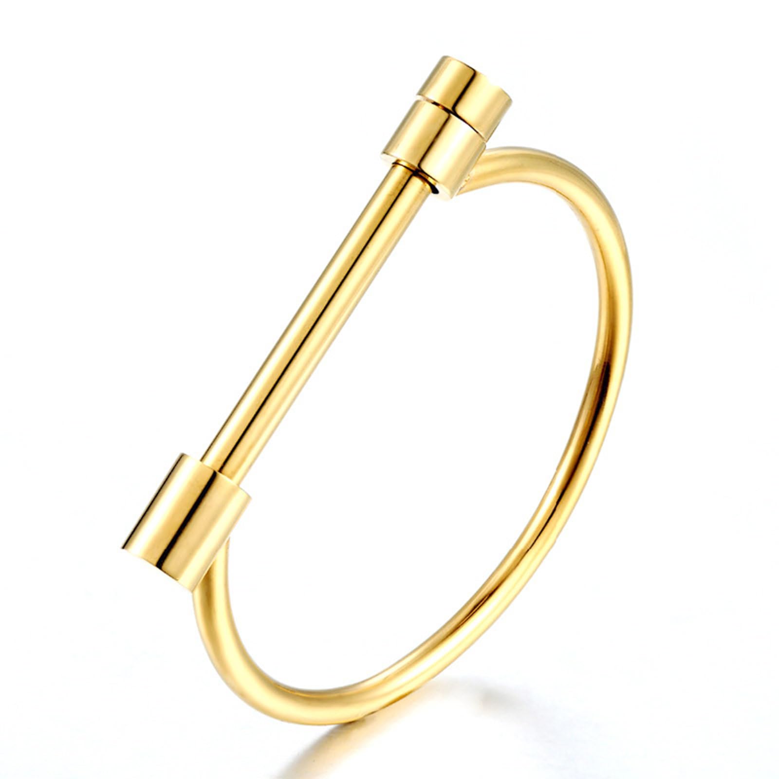 UAIAGM Screw Bracelet for Women Men Stylish Titanium Steel D Shape Bar Screw and Shackle Cuff Bangle BraceletLove Screwball Bar Bracelets in Unisex