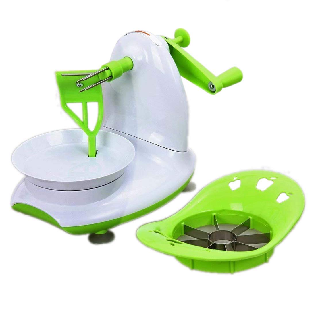 Eco Shopee (A 144 WHT GRN) Professional Apple Peeler Corer in Seconds with Excellent Precision, Super Sharp Anti Rust Stainless Steel Blade and Stable Suction Base, Also for Pear Potatoes etc - Green